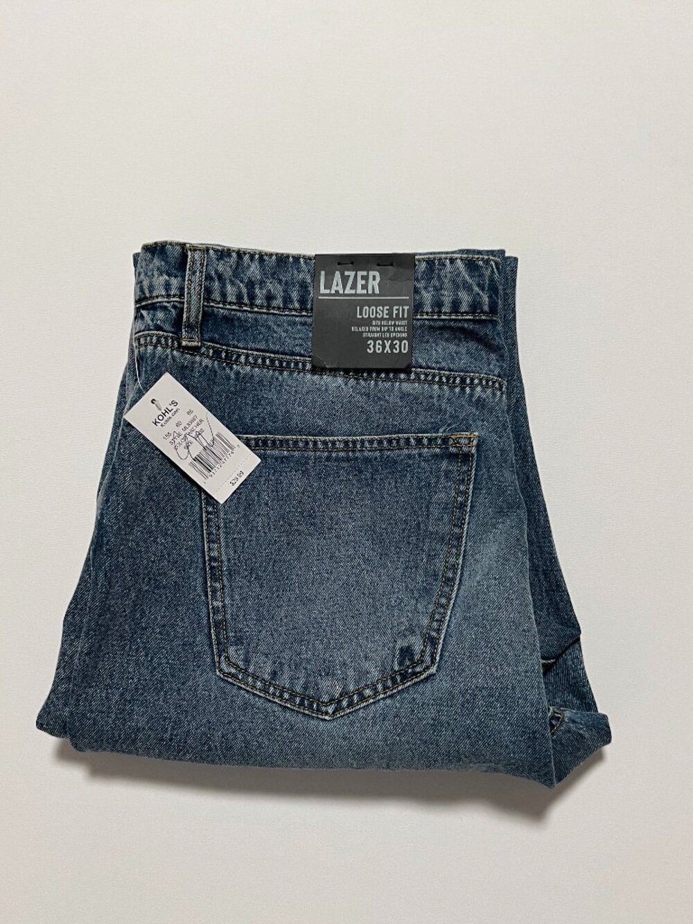 Lazer Jeans *NWT Loose Fit Medium Wash Straight Leg Blue Denim Men's size 36x30